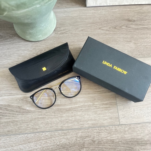 Linda Farrow Park Optical Black Framed Glasses - Picture 3 of 6